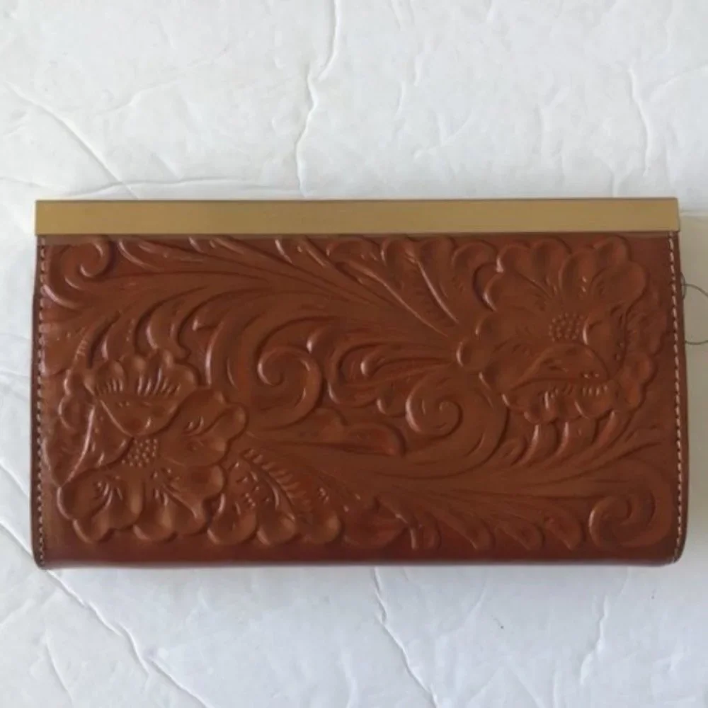 Patricia Nash Cauchy Leather Frame Wallet Tooled Florence